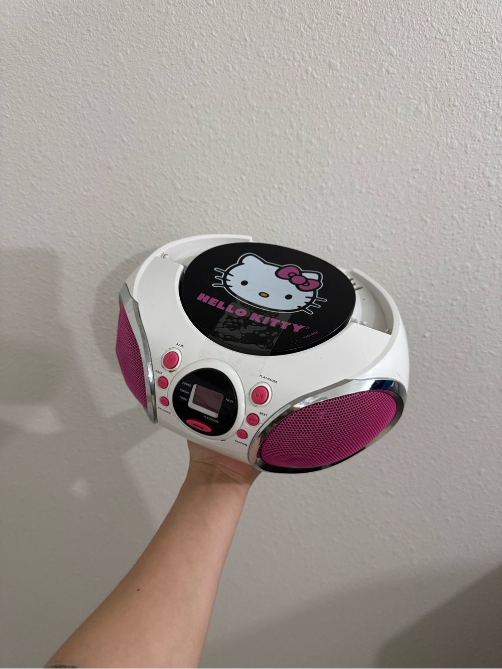 Sanrio Hello Kitty White and Pink Portable CD Boombox